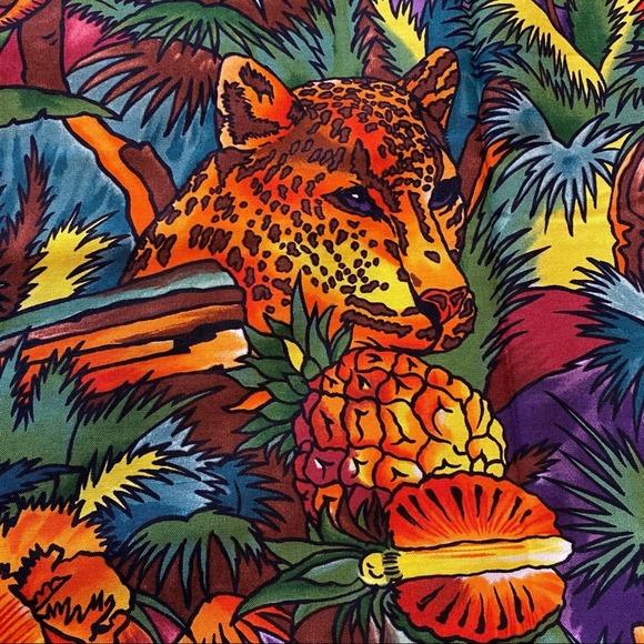 Vintage 2x 42in Squares Forest Jungle Fabric Phillip De Leon for Alexander Henry - Picture 2 of 5